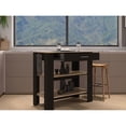 thumbnail image 2 of 37" Tall Kitchen Island With Shelves & Drawer, Towel Hanger, Black/ Oak, 20"x40" Table For Use Tall, Two Open Storage Shelves, 40"x20", 2 of 3