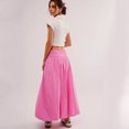 thumbnail image 6 of Wutalume Women's Midi Skirt with Deep Pockets, Pleated Design, Elastic Waistband, Flowy A-Line Skirt for Casual, Office, and Weekend Outfits,Pink M, 6 of 7