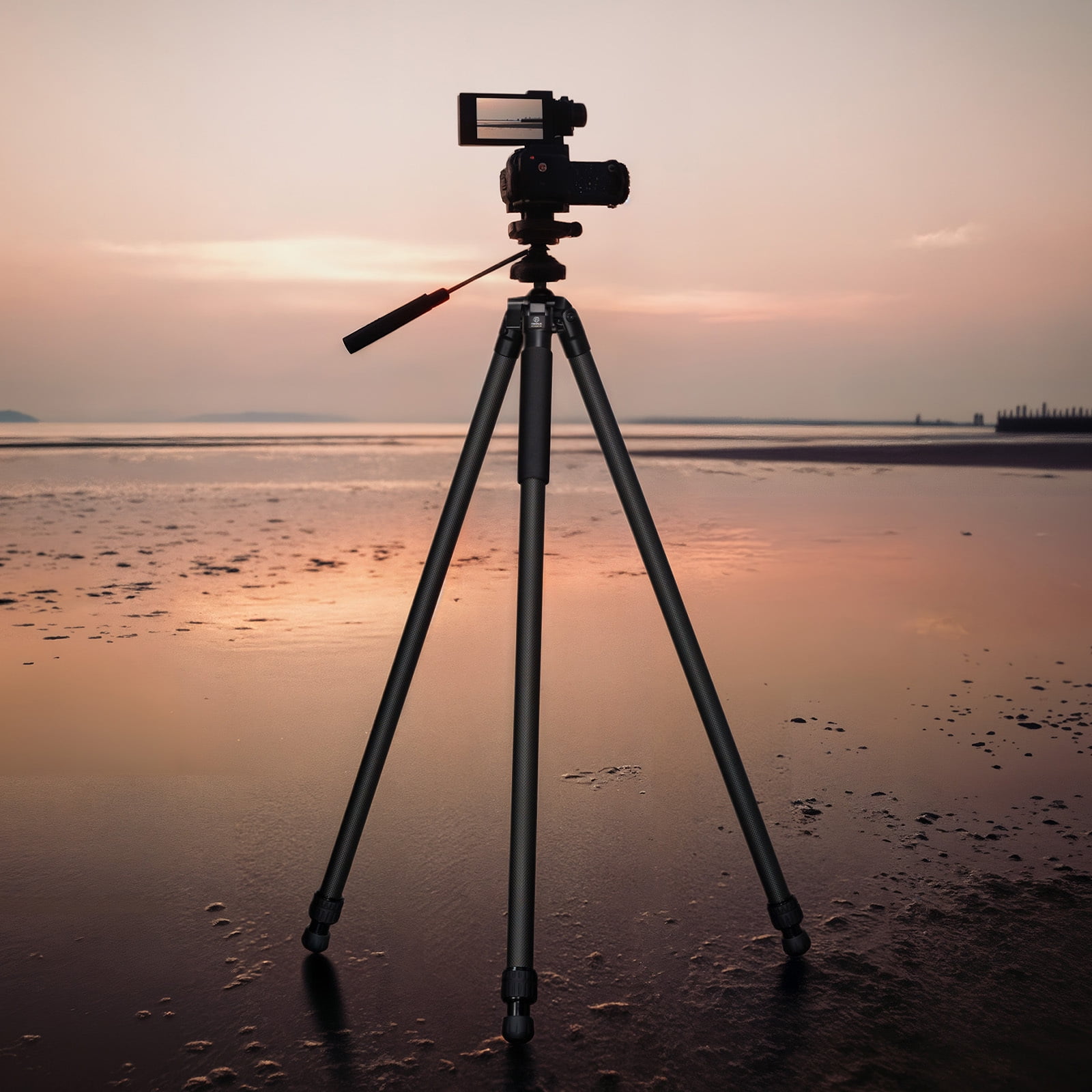 FANAUE Carbon Fiber Tripod with 45mm Ball Head - Lightweight, Sturdy, and Adjustable for Photography, Hunting, and Spotting Scopes HT-3220-45