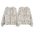thumbnail image 5 of Women Camo Zip Up Hoodie Fleece Trendy Maple Leaf Print Long Sleeve Jackets Camouflage Loose Fit Sweatshirts with Pockets Z002-White M, 5 of 5