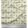 thumbnail image 1 of Soimoi Yellow Modal Satin Fabric Wreath & Butterfly Fabric Prints By Yard 42 Inch Wide, 1 of 5