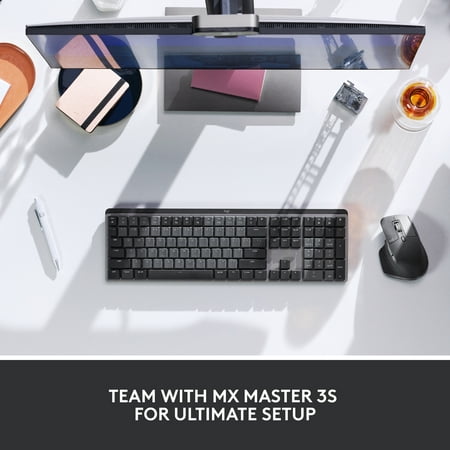 Logitech - MX Mechanical Full size Wireless Mechanical Tactile Switch Keyboard for Windows/macOS with Backlit Keys - Graphite