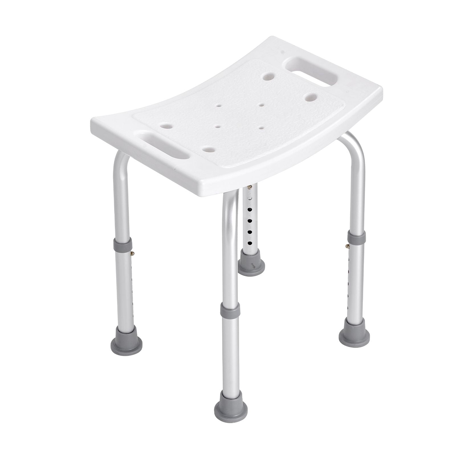 Shower Stool 350 lbs Capacity 6 Height Settings Curved Seat Aluminum for Seniors Bathroom Bathtub