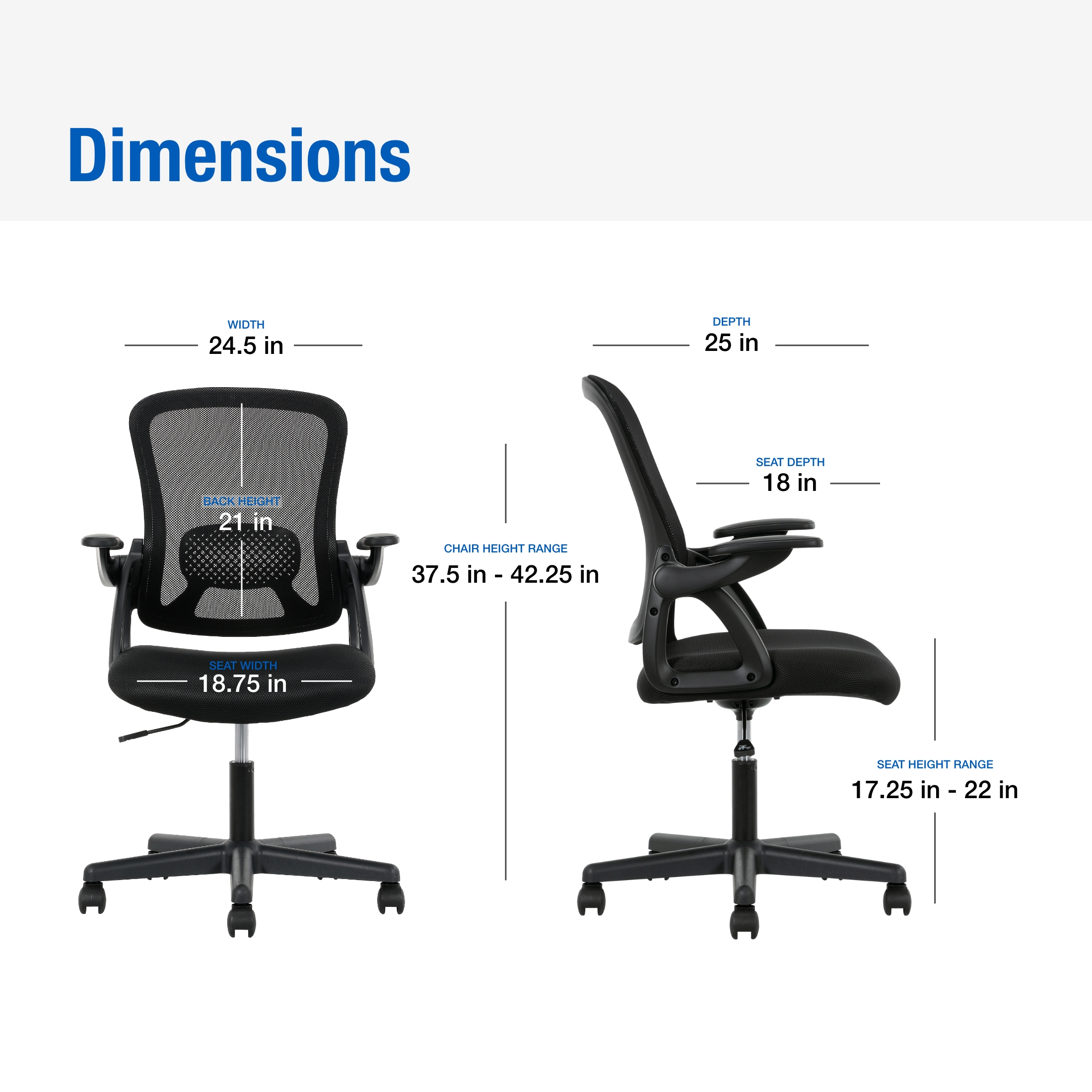Mainstays Ergonomic Mesh Back Office Chair, Black photo 4
