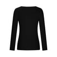 thumbnail image 5 of Annhoo Long Sleeve Shirts for Women Spring Slim Stretchy V Neck Base Layer Tees Basic Solid Color Undershirts, 5 of 8