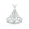 14kt White Gold Womens Round Diamond Crown Tiara Fashion Pendant 1/6 Cttw
