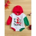 thumbnail image 2 of Bagilaanoe Newborn Baby Girl Boy Christmas Hooded Romper Sweatshirt Long Sleeve Bodysuit Letter/Stripe/Santa Claus Print Pullover 3M 6M 12M 18M Infant Casual Tee Tops, 2 of 8