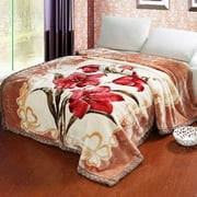 DBOZE Heavyweight Mink Blanket King 85×95 – Reversible 2-Ply Thick Plush Fleece, Soft Warm Floral Microfiber Bed Blanket