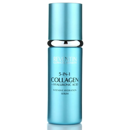 - Reventin Collagen Serum with Hyaluronic Acid 1.5 Fl Oz. Hydrating serum targets dry skin, wrinkles, expression lines around lips.
