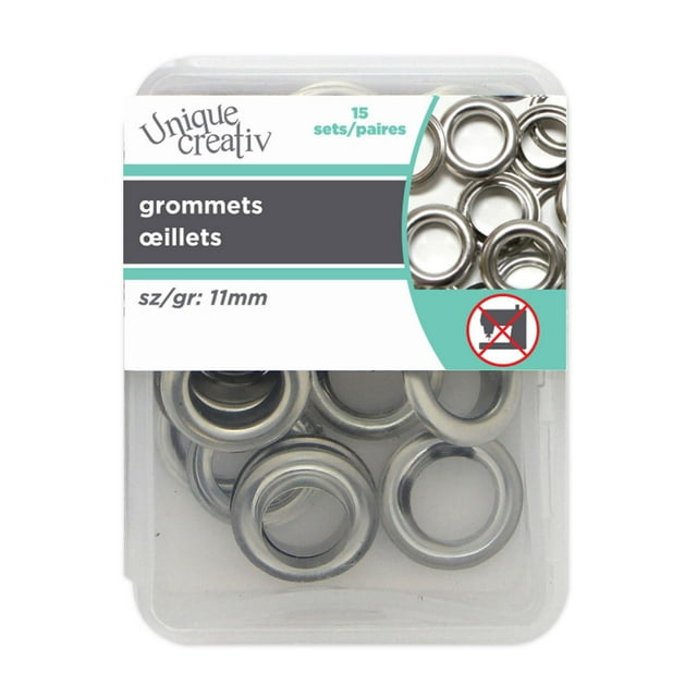 Unique Creativ 11 mm Silver Grommets — 15 Pieces