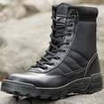 thumbnail image 1 of Botas militares tácticas de cuero transpirable negro para hombre, botines de combate de malla informales del desierto, 1 of 5