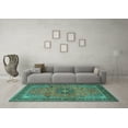 thumbnail image 3 of Ahgly Company Indoor Rectangle Medallion Turquoise Blue Traditional Area Rugs, 5' x 7', 3 of 4
