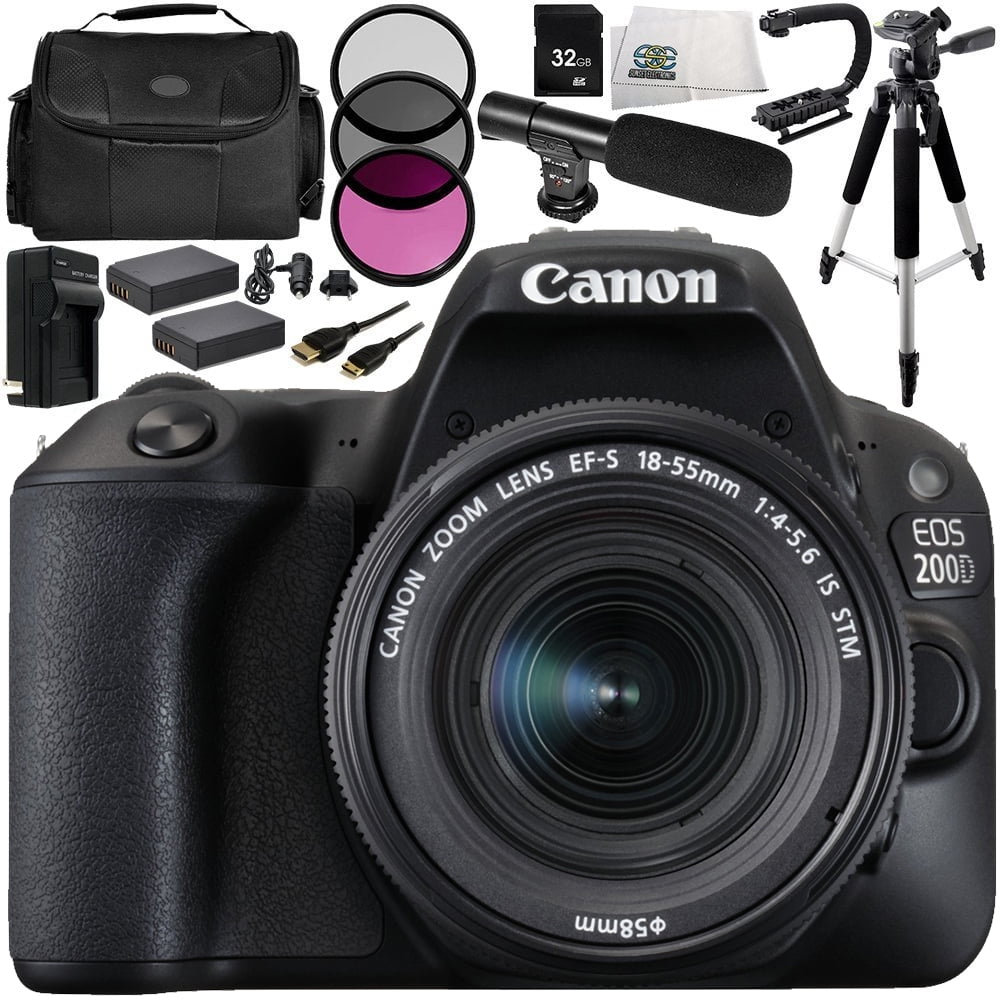procedure Op risico Reorganiseren Canon EOS 200D DSLR Camera with EF-S 18-55mm f/4-5.6 IS STM Lens 14  Accessory Bundle – Includes 32GB SD Memory Card + 2x Replacement Batteries  + MORE - International Version (No Warranty) - Walmart.com