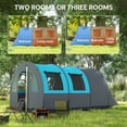 thumbnail image 3 of Large 6-Person Tunnel Camping Tent with Living Room and Bedroom, 3000mm Waterproof Polyester Fabric, Grey and Blue, 480x260x200cm Outdoor Family Tent with Mesh Windows, 3 of 7
