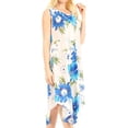 thumbnail image 4 of Sakkas Clara Women's Casual Summer Sleeveless Sundress Loose Floral Print Dress - W-Blue - One Size, 4 of 5