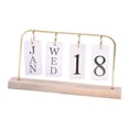 thumbnail image 2 of Dserhfy Metal Flip Calendar with Wooden Base Daily Perpetual Desk Calendar Turn Page Month Date Display Standing Desktop Planner for Office Home, 2 of 8