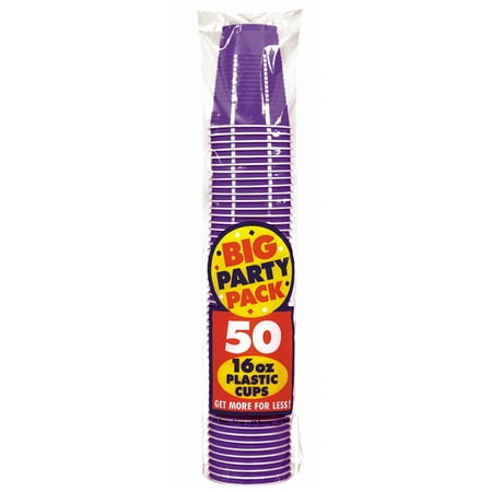 New Purple Big Party 16 oz. Plastic Cups (50 Count)