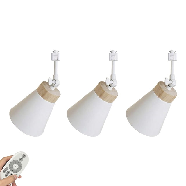 FSLiving Remote Control Pendant Light H-Type Track Ceiling Light w/Adjustable Angle Metal Shade Dimmable Track Light Fixture for Gallery Kitchen Living Room Office,Track Not Included - White(3 Pack)