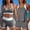 Gray, variant on 3 Piece Tankini Swimsuit Set for Women Conservative Padded Beach Swimwear with Pocket Swim Trunks Navy S