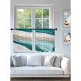 thumbnail image 4 of Sheer Curtains 45 inches Long, Teal Beige Gradient Waves Abstract Ombre Geometric Modern Light Filtering Sheer Window Curtains Rod Pocket Voile Drapes for Bedroom Living Room, 52"W x 45"L 2 Panels, 4 of 7