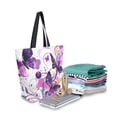 thumbnail image 2 of Open Top Canvas Tote Bag with Zipper Reusable Shopping Bag 13.5x15" Roomy Carryall Purple Butterfly, 2 of 9