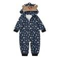 thumbnail image 4 of Odeerbi Christmas Onesie Pajamas for Family Holiday Sleep Jumpsuit Long Sleeve Family Christmas Pajamas Matching Sets Infant Fashion Lattice Print Plush Jumpsuit Sleepwear PJs Set Dark Blue, 4 of 4