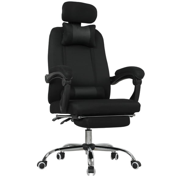 Vinsetto Chaise de Bureau, Chaise d'Ordinateur Pivotante avec Repose-Pieds, Noire
