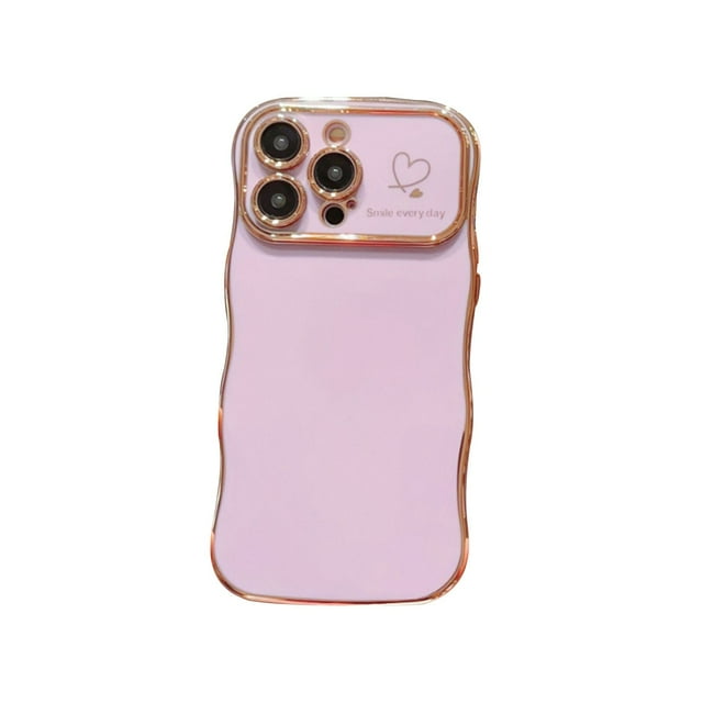 Fokuz Electroplated Large Wave Mobile Phone Case Side LoveFall Protective Cover Suitable For15Promax Mobile Phone Case