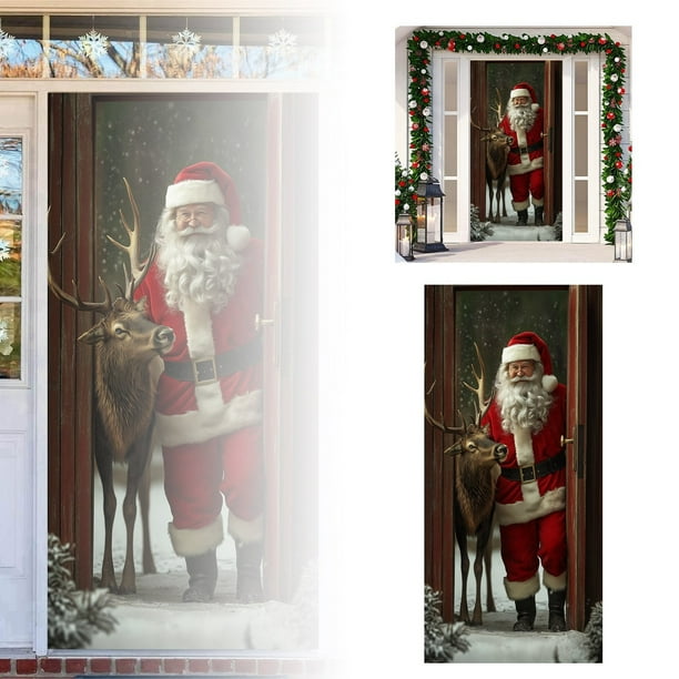 Cubierta Decorativa Para Puerta De Papá Noel Tapiz Decorativo Para Puerta De Fiesta Navideña Tapiz Para Puerta Cubierta Para Puerta Decoración Para Fiesta De Navidad