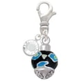 thumbnail image 2 of Delight Jewelry Silvertone Wide Hot Blue Cheetah Print Band Spinner - Silvertone Clip on Charm with Clear Crystal Drop, 2 of 5