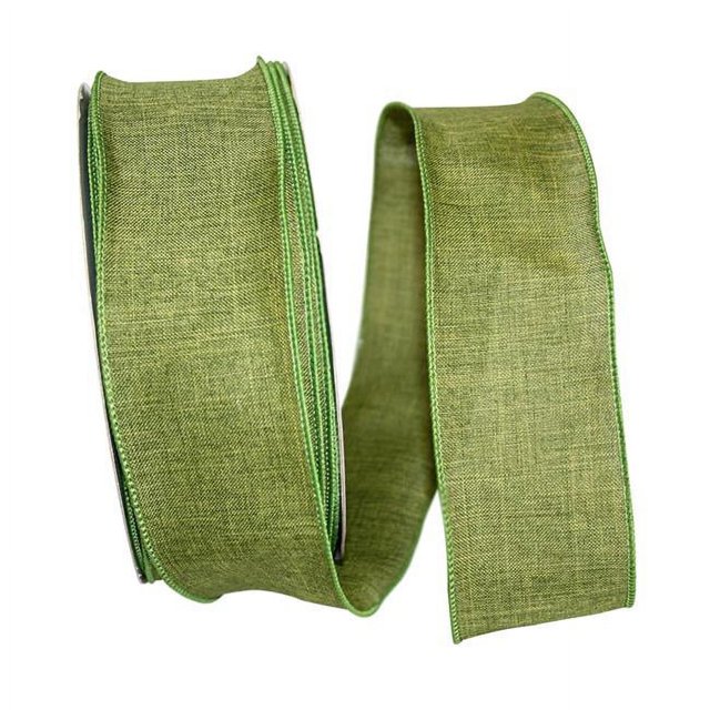 Reliant Ribbon 92573W-043-40K Everyday Linen Value Wired Edge Ribbon - Moss - 2.5 in. x 50 yards