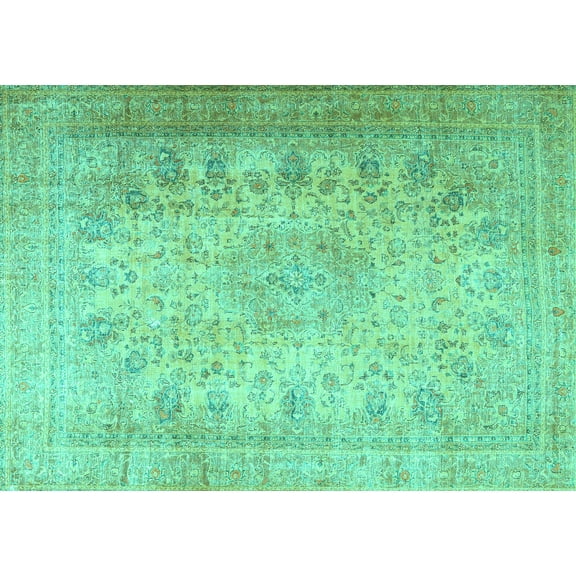 Ahgly Company Machine Washable Indoor Rectangle Persian Turquoise Blue Traditional Area Rugs, 5' x 7'