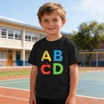 thumbnail image 6 of Boys' ABCD Graphic T-Shirt | Back to School Cotton Tee for Boys 3-10 Years | First Day of School Shirt, Black,Size 9 T, 6 of 9