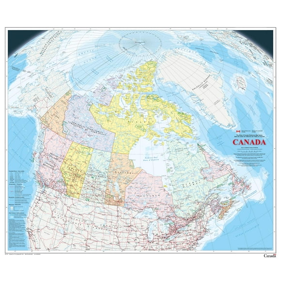 Canada Wall Map - Bilingual - Atlas of Canada - 42.5 x 35.75 inch Poster - Front Lamination
