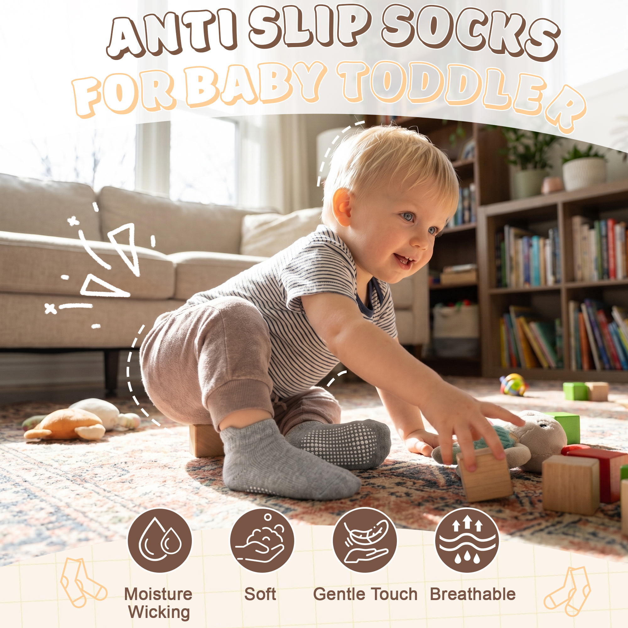 Tphon 15-Pack Non-Slip Toddler Ankle Socks photo 4