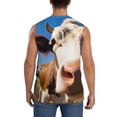 thumbnail image 4 of Fotbe Blue Sky Meadow Cute Cow Men's Camiseta sin Mangas Estampada para Hombres, Playera Casual para Gimnasio, Entrenamiento, Playa-Small, 4 of 7