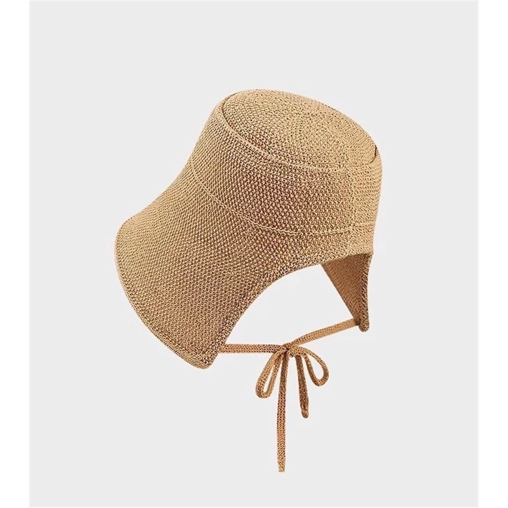 Women Vintage Bonnet with Tie Foldable Cap Sun Hat, Wide-Brim Sun hat, Summer Beach hat, Breathable and Comfortable