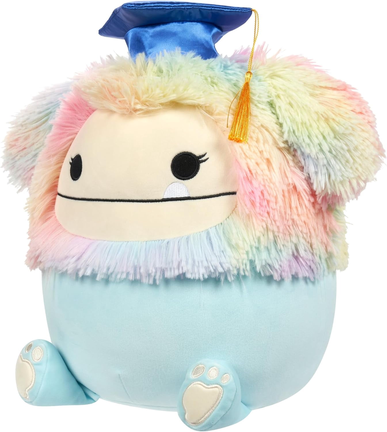 Squishmallows Zozo the Bigfoot 12" with Rainbow Mane and Graduation Hat, Stuffed Plush