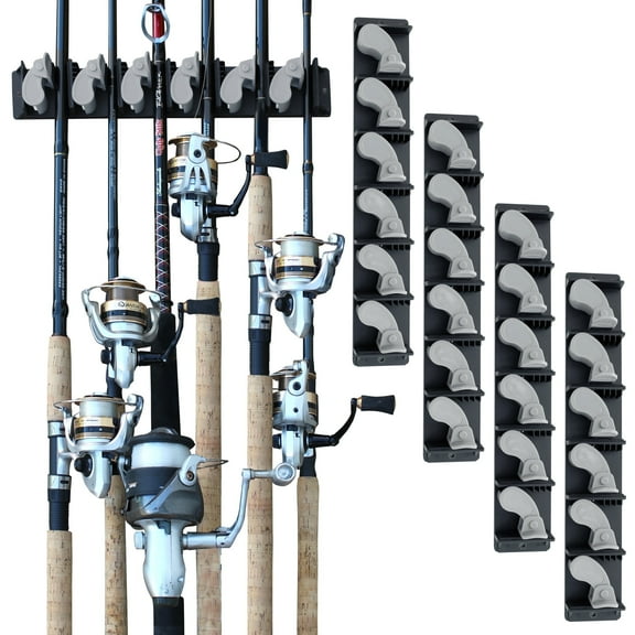 Rush Creek Creations Fishing Rod Wall Rack 12 Rod Capacity - Vertical Wall Storage System