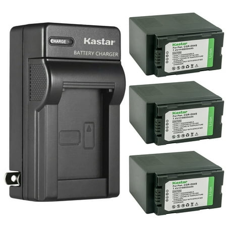 Kastar 3-Pack CGA-D54 Battery and AC Wall Charger Replacement for Panasonic CGP-D54 CGP-D54S VW-VBD29 VW-VBD55 CGA-D54 CGA-D54S CGA-D54SE CGA-D54SE/1B CGA-D54SE/1H CGA-D54Pro CGR-D54 Battery