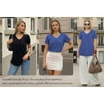 thumbnail image 6 of MOYIKO Womens T Shirts Short Sleeve Pleated Peplum Babydoll Summer Tops V Neck Dressy Casual Tunic, 6 of 7