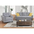 thumbnail image 2 of Hassch Upholstered Linen Fabric Living Room Sofa Set, Single Sofa and 3-seat Sofa (Gray), 2 of 9