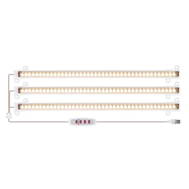 Yuarrent Tiras de luz LED creciente USB ABS Phytolamp 5 modos de iluminación Linterna ajustable Luces de espectro completo para oficina Invernadero Jardín y Patio Tres cabezas de luz solar Yuarrent HA011849-05B