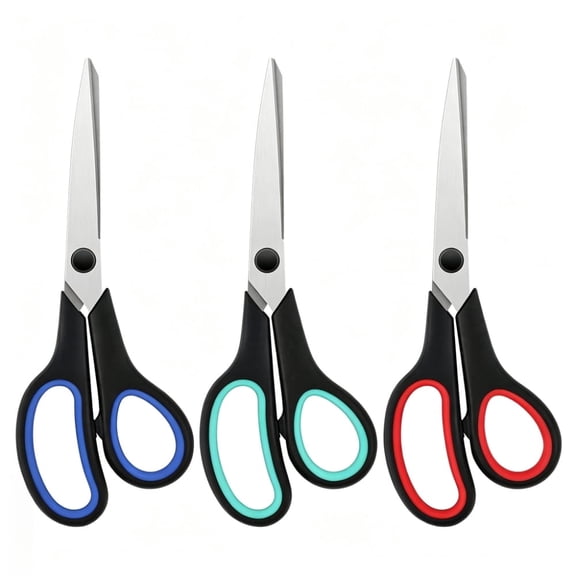 3Pack 8.4" Heavy Duty Scissors with Ultra Sharp Blades and Comfort Grip Handles - For Office, Home, Sewing, and Crafts