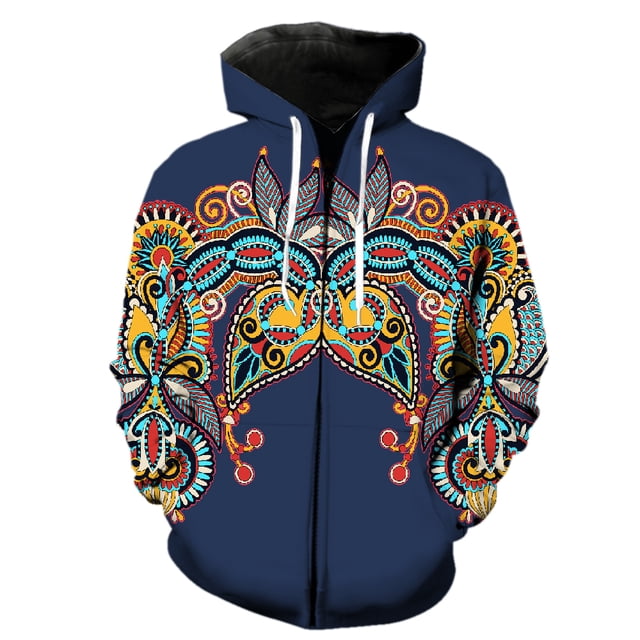Sudadera con capucha y cremallera estilo nacional retro para hombre, estilo hip hop, informal, genial, para adolescentes, con estampado 3D, manga larga, divertida, unisex