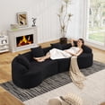 thumbnail image 5 of Timbernest 110" Curved Modular Sectional Sofa, 4 Seater Chenille Sleeper Couch for Living Room, Apartment, Black, 5 of 10