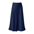thumbnail image 4 of SXcggal Womens Elegant High Waist Skirt Solid Color Satin Dress Elegant Elastic Waist Skirt Stylish Comfortable Distinctive Women's Skirt, 4 of 5
