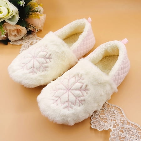 

Zedker Boots Booties Christmas Snowflake Pattern Winter Ladies Home Cotton Slippers Womens Snow Boots
