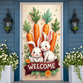 thumbnail image 5 of Bunny Welcome Banner Carrot Rabbit Display Green Leaves Yellow Flowers Easter Background for Easter Party Spring Celebration Kids Party, 5 of 9