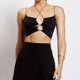 thumbnail image 1 of VISgogo Camisola corta con cuello halter para mujer, sin mangas, con correa de espagueti, color sólido, camisola hueca VISgogo  moda, 1 of 2